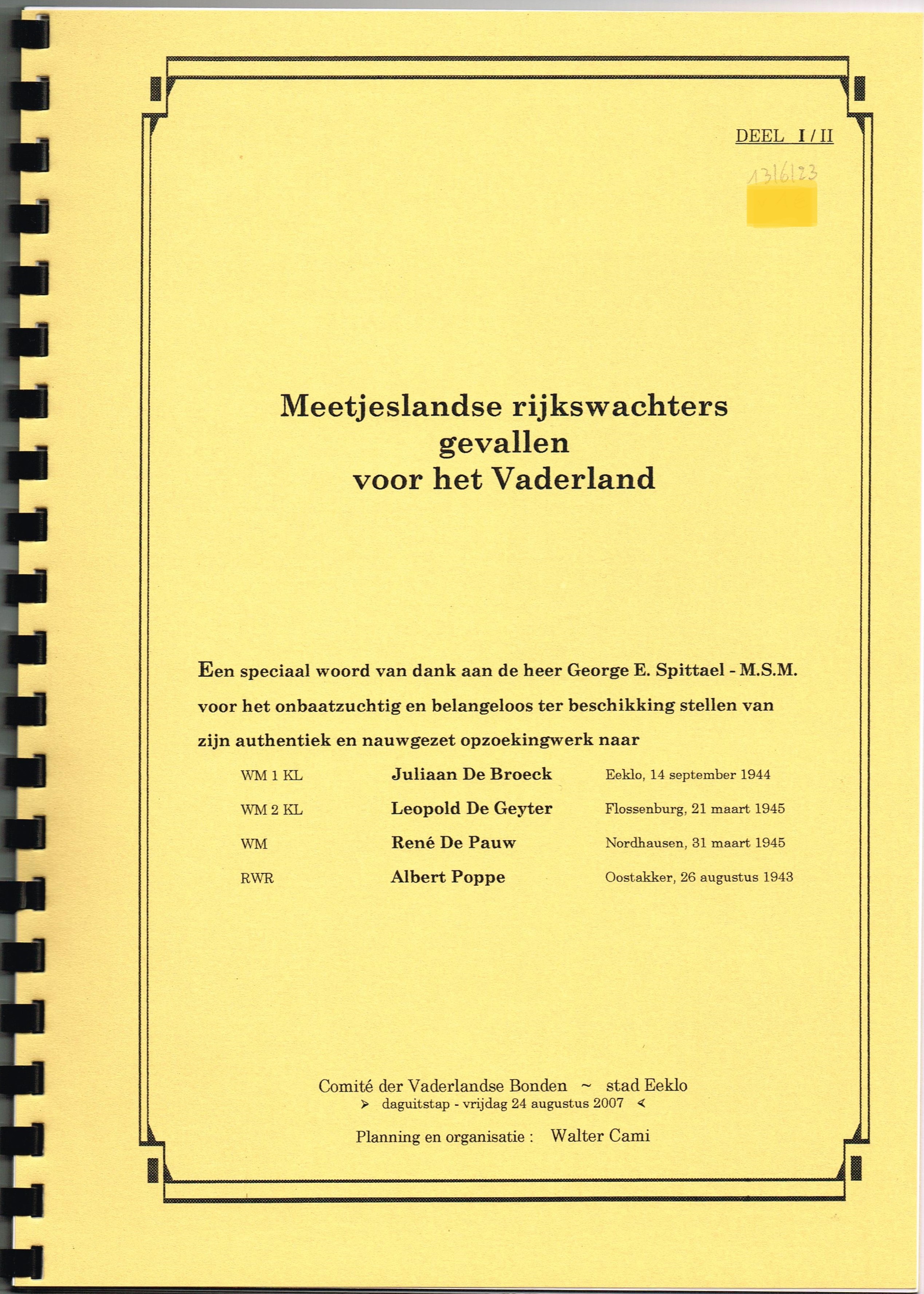 Meetjeslandse rijkswachters gevallen voor het vaderland